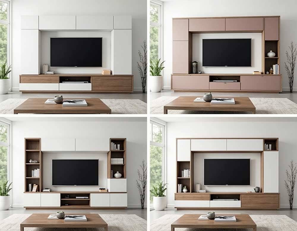 TV Wohnwand - 4 Varianten TV Wohnwand - 4 Varianten